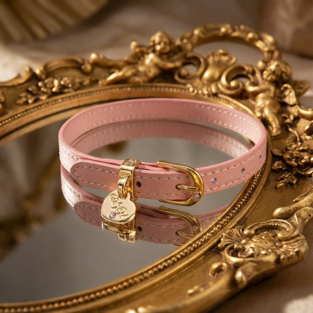 The Sacred Heart Pink Leather Pendant Choker