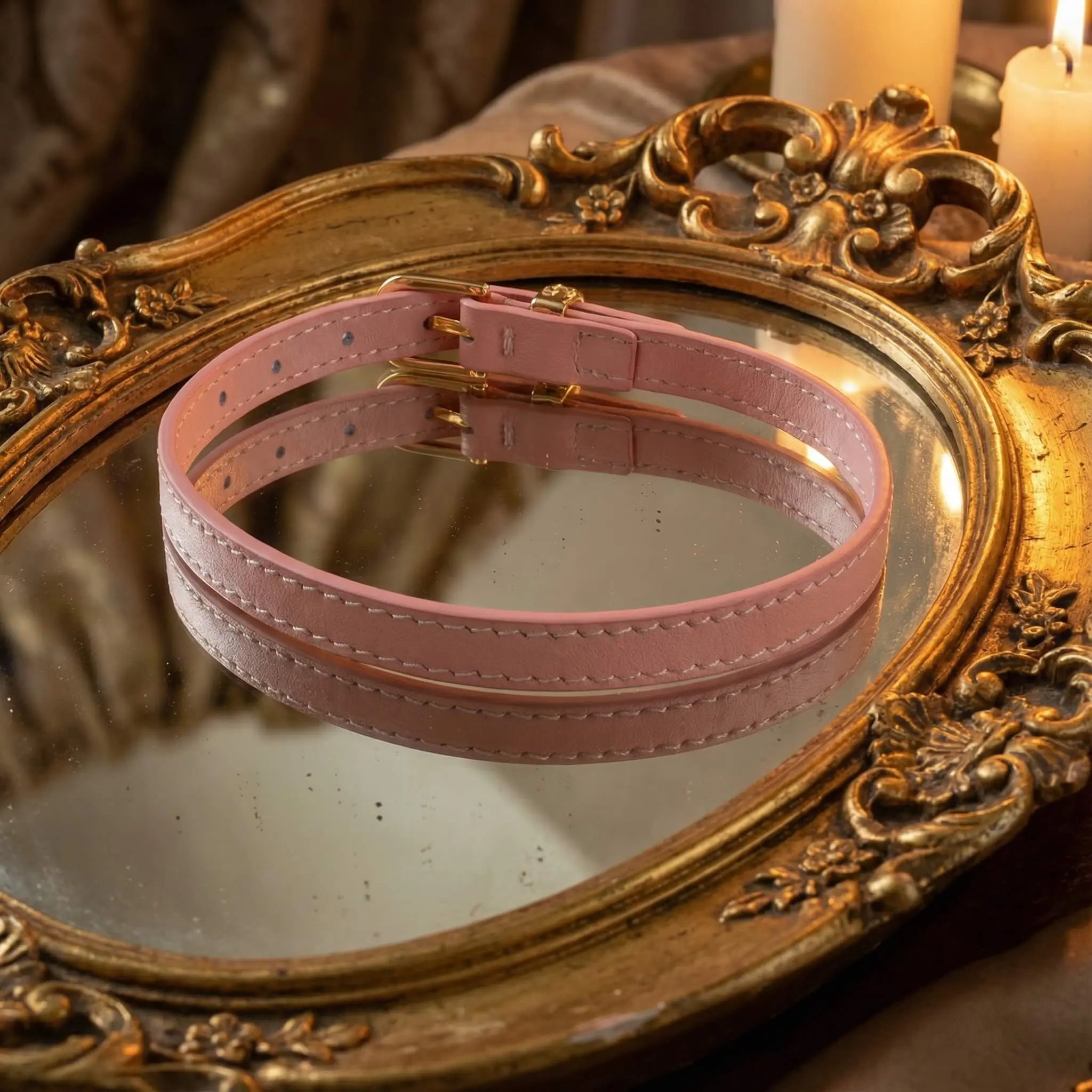 The Sacred Heart Pink Leather Pendant Choker