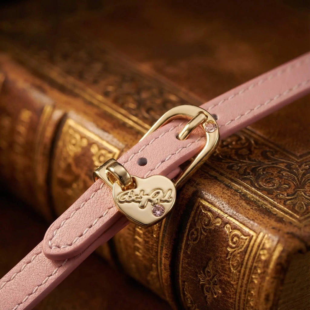 The Sacred Heart Pink Leather Pendant Choker