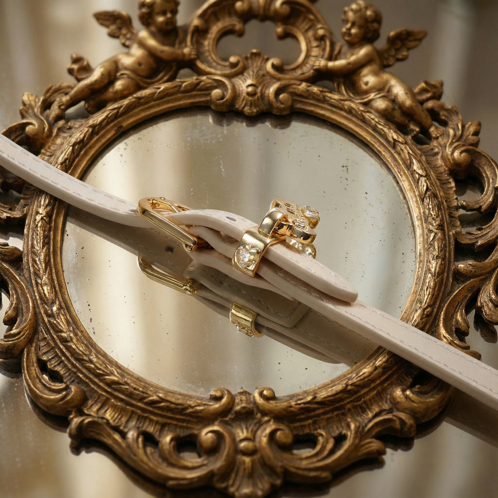 Puppy Bone Cherry Blossom Pink Leather Pendant Bracelet