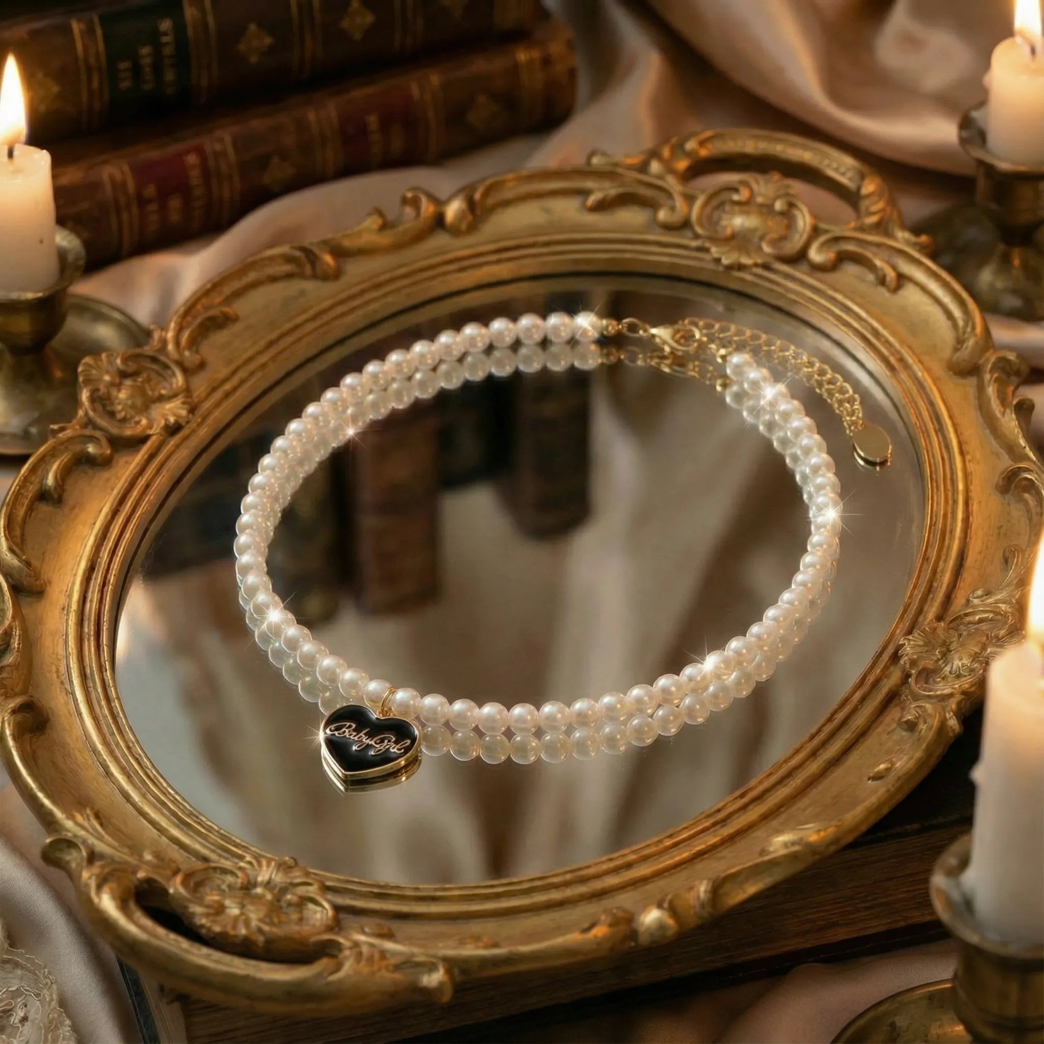 The Signature Freshwater Pearl Choker with Gold Enamel Charm