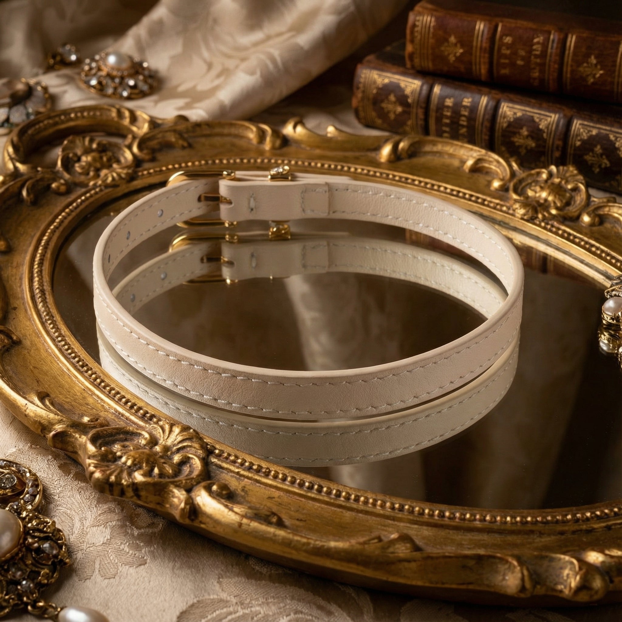 Puppy Bone Cherry Blossom Pink Leather Pendant Choker