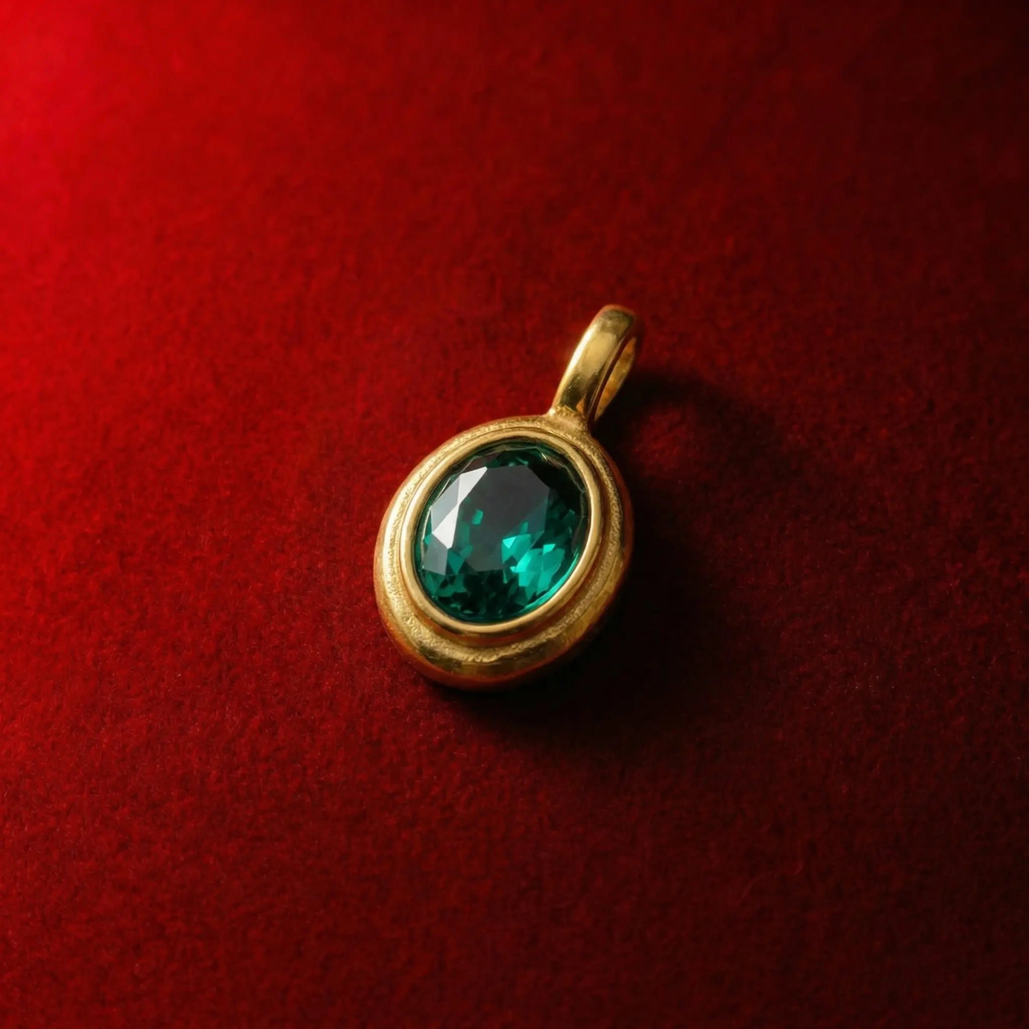 Oval green stone with brilliant cutting style