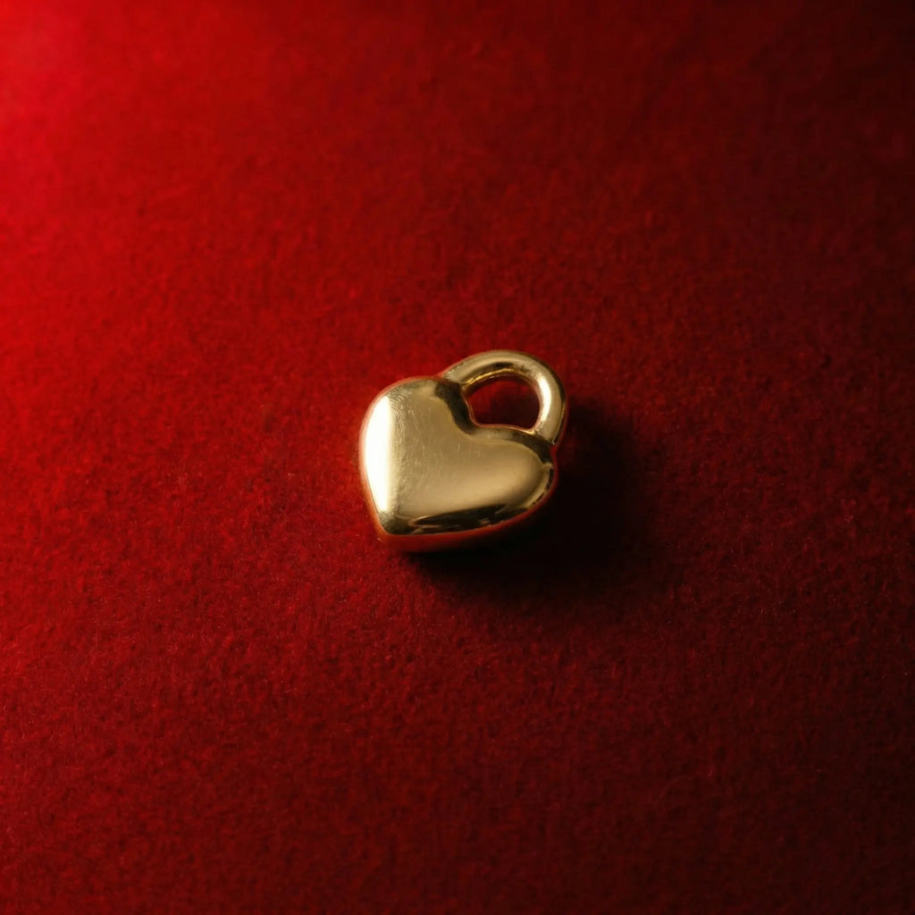 Through-hole gold heart bead charm for minimalist necklaces