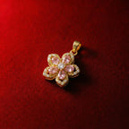 Blooming Romance: Radiant Pink Zircon Rotatable Floral Pendant Necklace