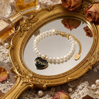 Detail shot highlighting the creamy luster and roundness of high-quality shell pearls on Selviora bracelet