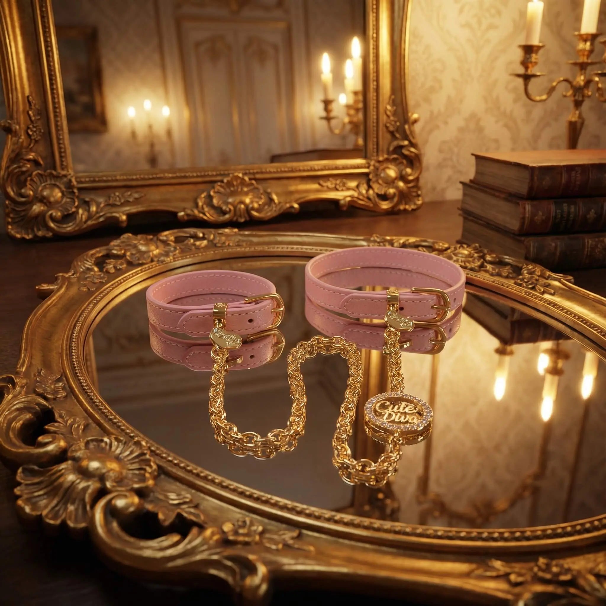 The Sacred Heart Pink Leather Pendant Choker