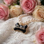 The Signature Freshwater Pearl Choker with Gold Enamel Charm(Black Bone Pendant)