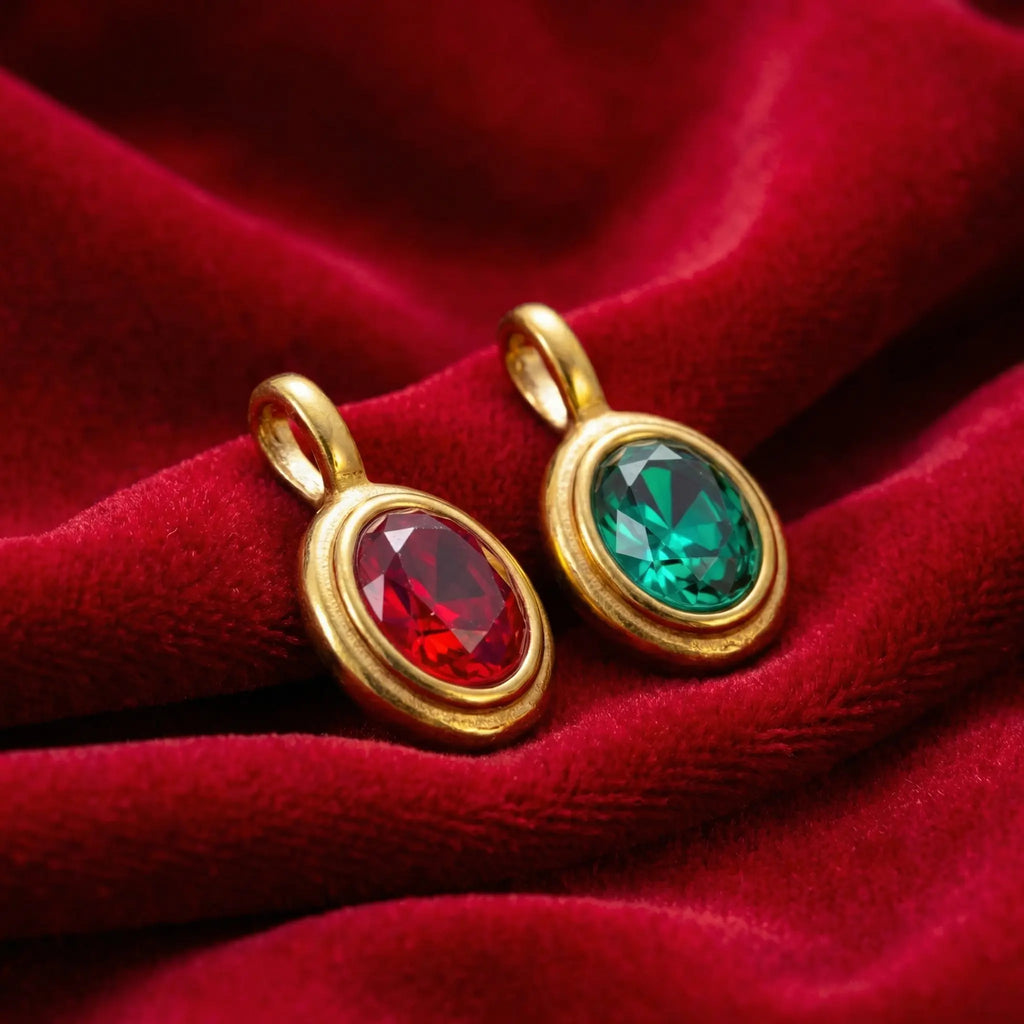 Vintage Inlaid Gemstone Pendant: The Birthstone Necklace Stainless Steel Amulet  Selviora