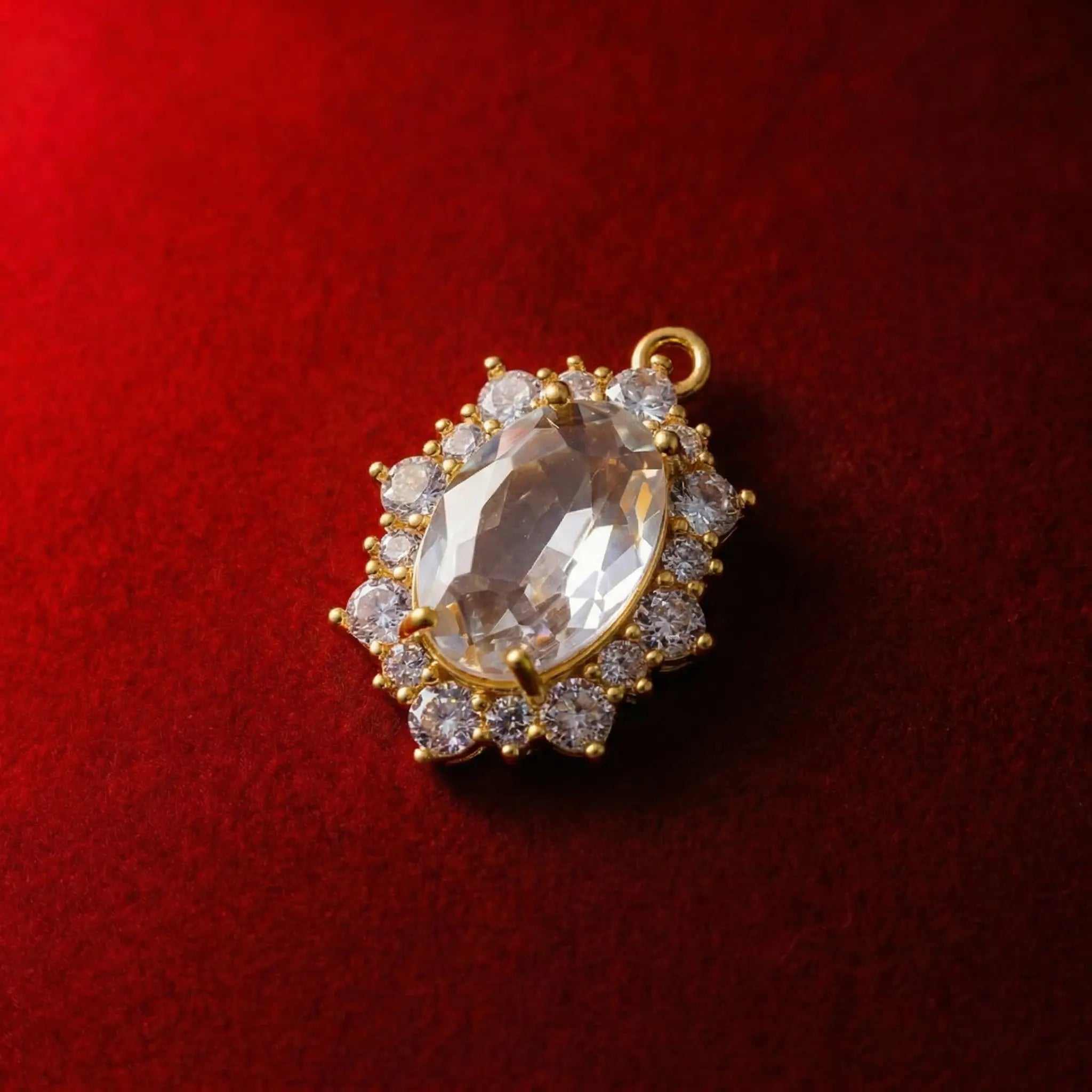 Vintage Ruby White Oval Halo Zircon Pendant Necklace Goth Style