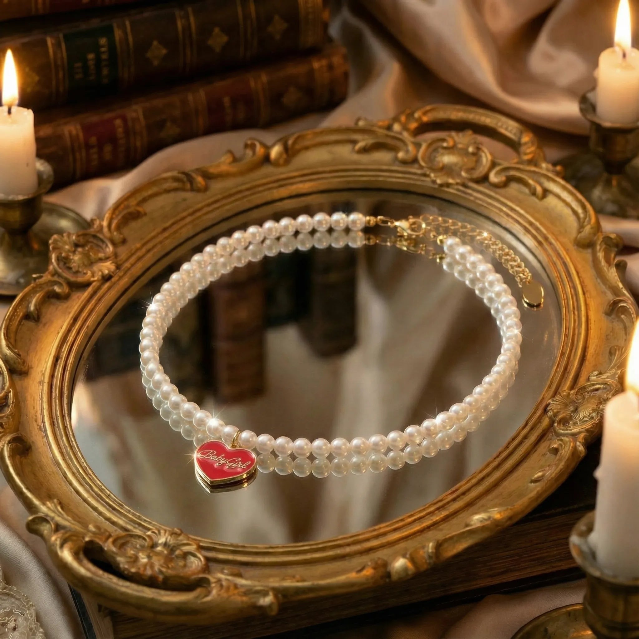 The Signature Freshwater Pearl Choker with Gold Enamel Charm