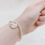 Freshwater Pearl Bracelet: Timeless Classic for Everyday Pearl Jewelry(Beige Enamel Heart-Shaped Pendant)  Selviora