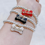 The Gilded Bone Rococo Pearl Bracelet(Black Enamel Bone)  Selviora