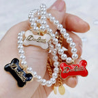 The Gilded Bone Rococo Pearl Bracelet(Red Enamel Bone)  Selviora