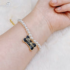 The Gilded Bone Rococo Pearl Bracelet(Black Enamel Bone)  Selviora