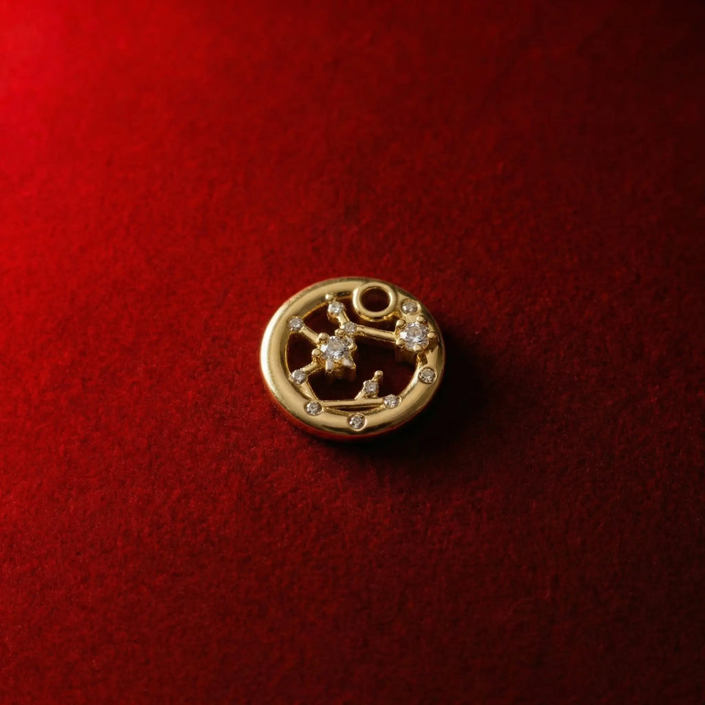 18K gold-plated Sagittarius pendant, adorned with sparkling zirconia accents