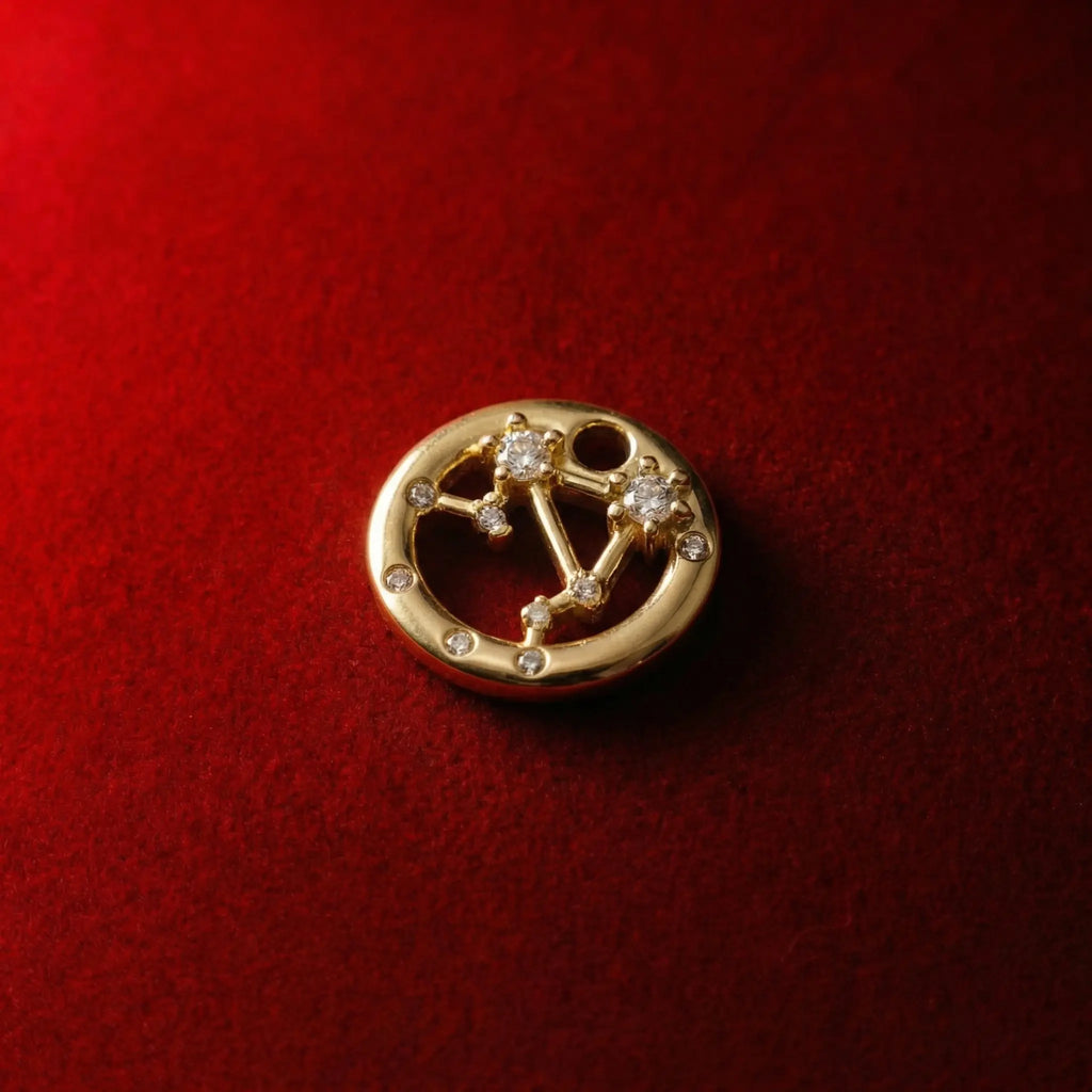 18K gold-plated Libra pendant, adorned with sparkling zirconia accents