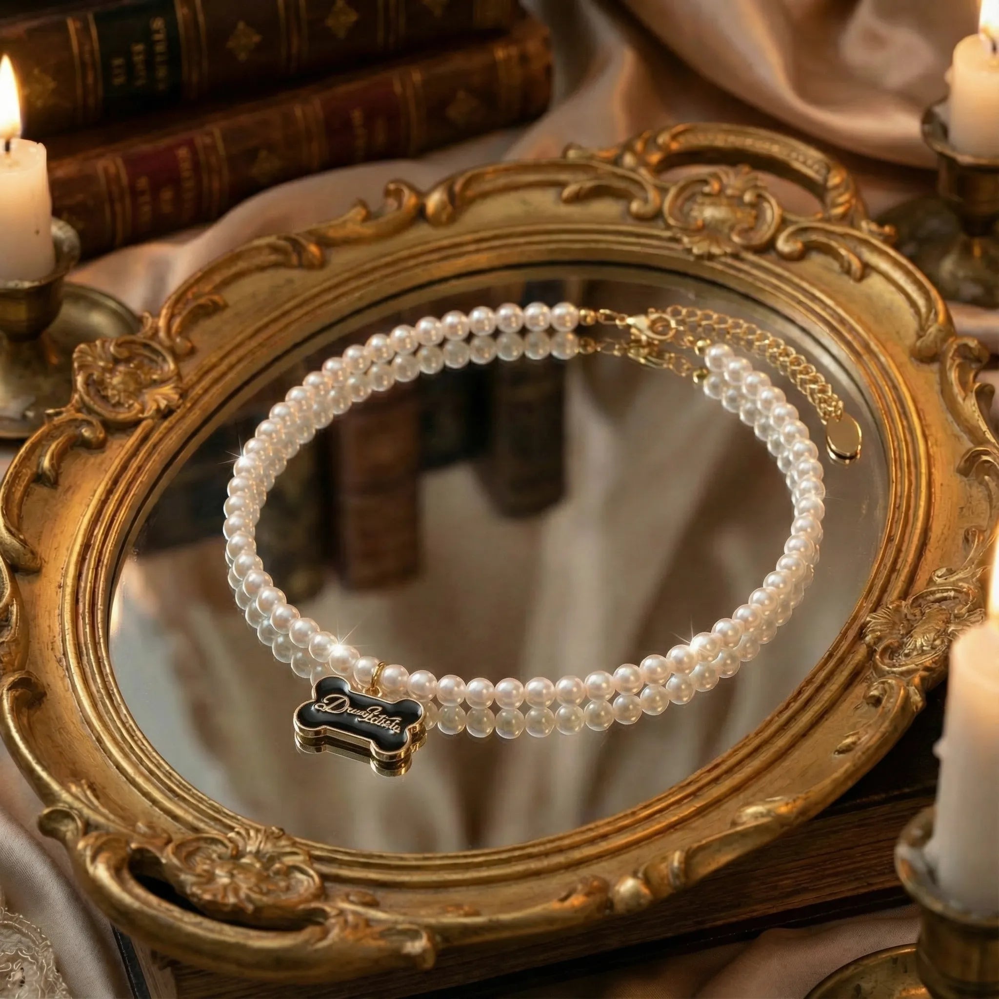 The Signature Freshwater Pearl Choker with Gold Enamel Charm