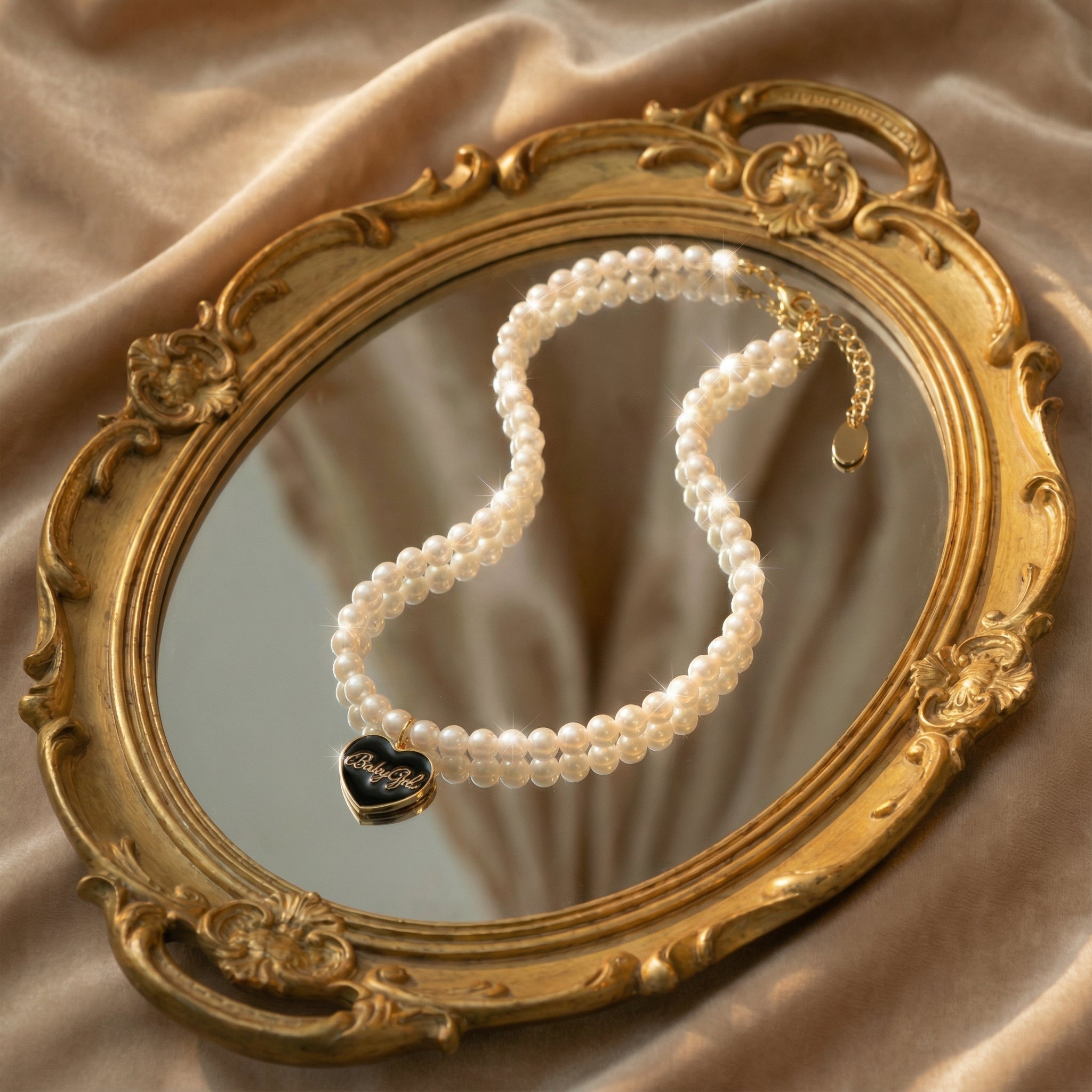 The Signature Freshwater Pearl Choker with Gold Enamel Charm
