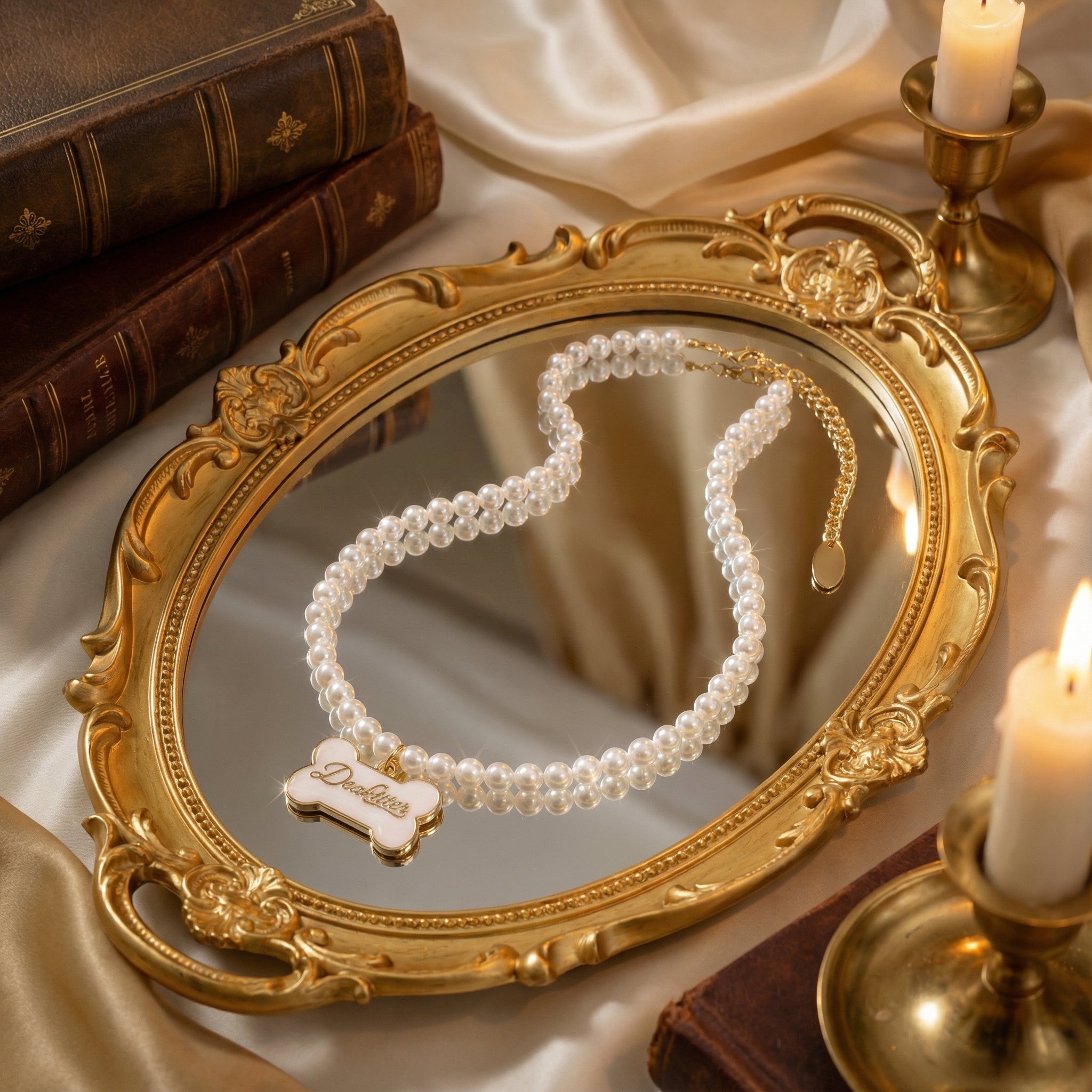 The Signature Freshwater Pearl Choker with Gold Enamel Charm